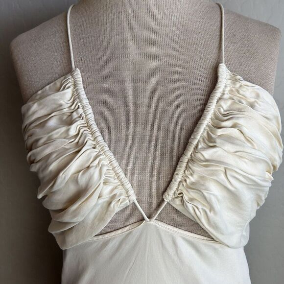 L'Academie Addax Midi Dress In Ivory Size Medium Cutout Open Back Revolve Party - Picture 10 of 13